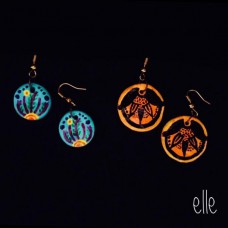  Flat Round clay earrings with theme paintings