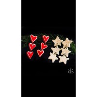 Christmas Edition shimmery 3 layer dangles in Heart and Star looks