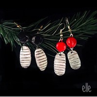 simply silver,Dangles in Red and Black with Oxidised Silver.