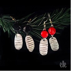 simply silver,Dangles in Red and Black with Oxidised Silver.
