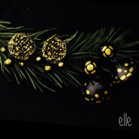 Black and Gold mix. 3 beaded +Black and Gold Jhumka