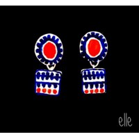 Persian ceramic dangle- mix of Indigo and Ruby Red