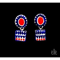 Persian ceramic dangle- mix of Indigo and Ruby Red
